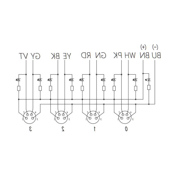 M8接线盒-双通道- NPN型 - 4端口-一体化-带LED - PUR软电缆-黑色护套- 23N441-XXX