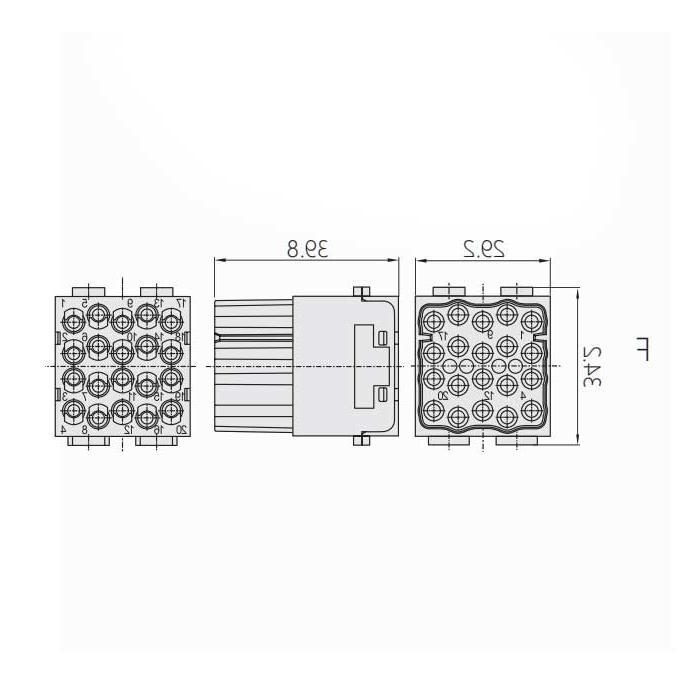 HM module, female connector, HM-020-F, 09140203101